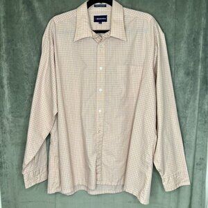 Manhattan Men's Shirt‎ XL Long Sleeve Button Up Plaid Pink Blue
